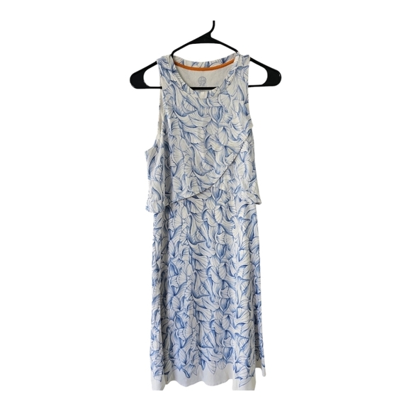 Tory Burch Dress Women XS Kaley White Blue Ellora Layered Floral Sleeveless - Picture 1 of 9